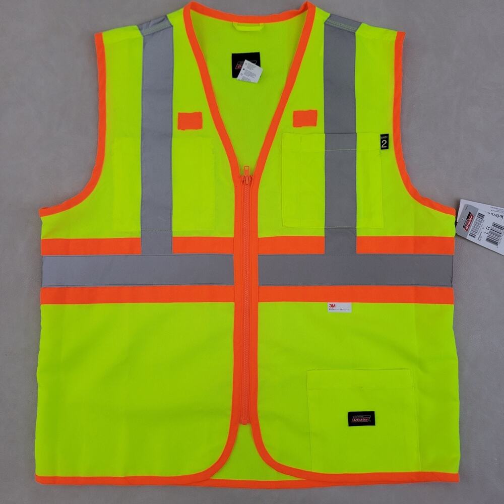 New Dickies High Visibility Safety Vest 3M Reflective Size Large